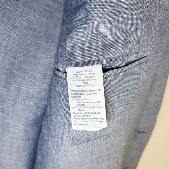 J.Crew Ludlow Slim Unstructured Suit Cotton Linen Blazer & Pants Chambray 40R - Picture 16 of 16